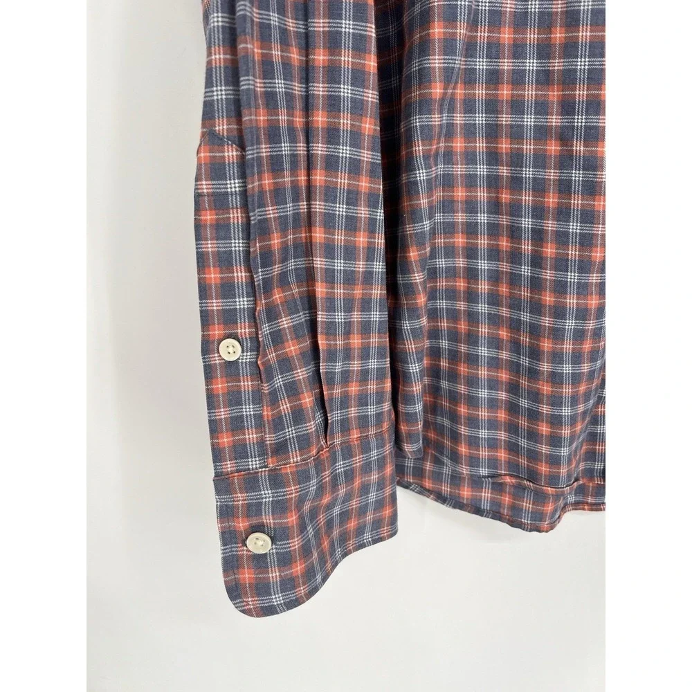 Faherty Mens Reddish Blue Gray Plaid Button Up Long Sleeve Cotton Shirt XL - Picture 6 of 15